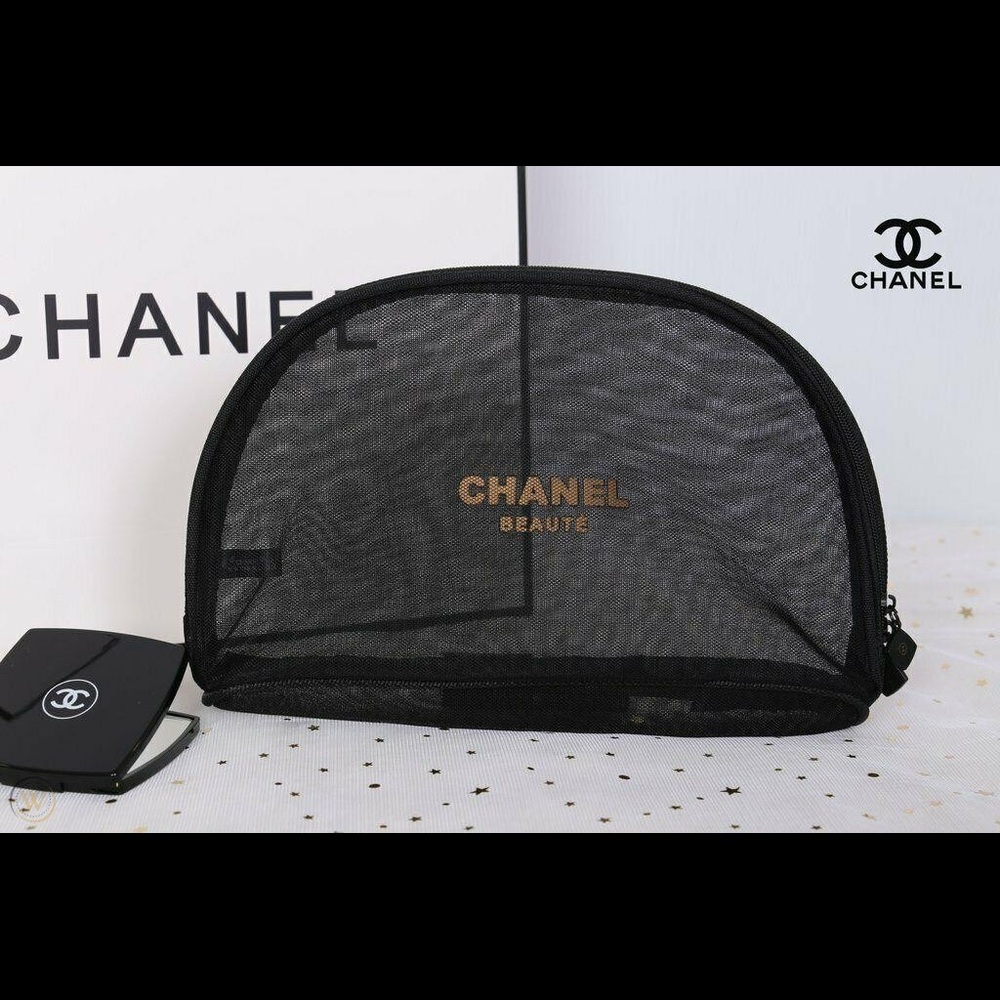 Black Mesh Makeup Cosmetic Bag